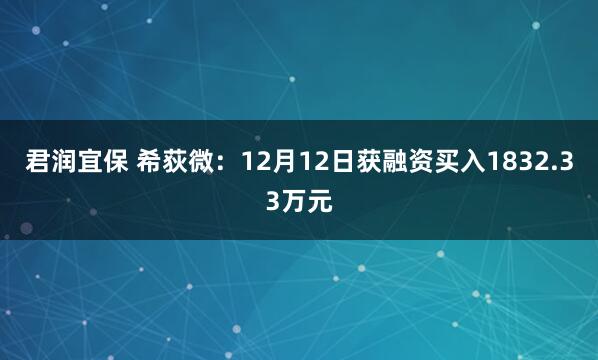 君润宜保 希荻微：12月12日获融资买入1832.33万元