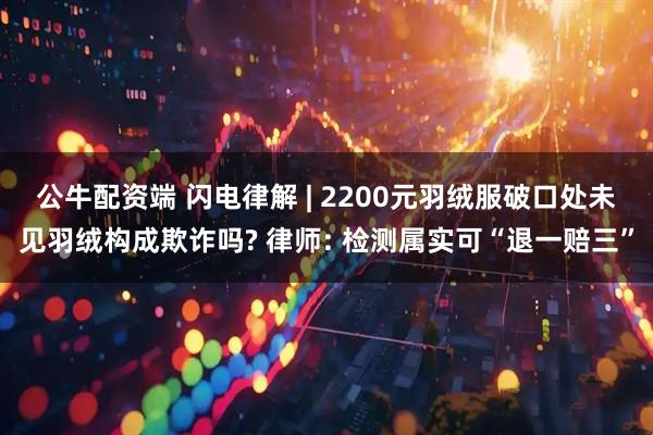 公牛配资端 闪电律解 | 2200元羽绒服破口处未见羽绒构成欺诈吗? 律师: 检测属实可“退一赔三”